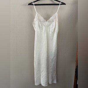 🇬🇧 Vintage St. Michael Satin Lace Slip Dress Ivory | Bias Cut Lingerie Nightgown